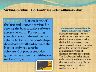 Norton.com/setup — How to activate Norton with product key