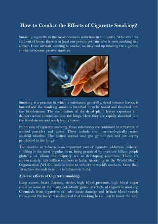 How to Combat the Effects of Cigarette Smoking?