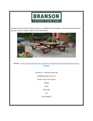 Wooden Picnic Bench | Branson Leisure