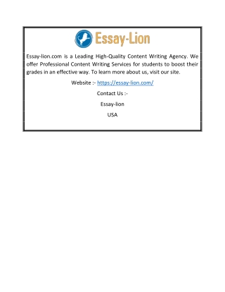 Professional Content Writing Service Provider | Essay-lion.com