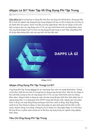 dApps Là Gì? Toàn Tập Về Ứng Dụng Phi Tập Trung