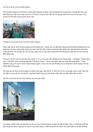 Quý khách được gì khi chọn One Central HCM