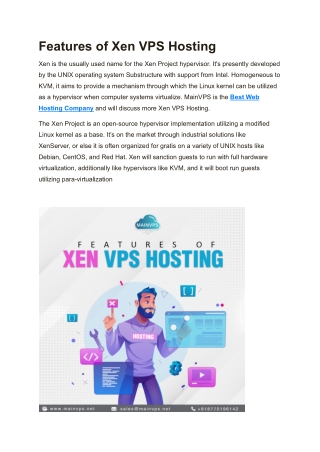 Features of Xen VPS Hosting