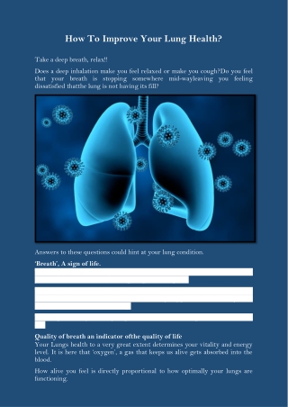 How To Improve Your Lung Health?