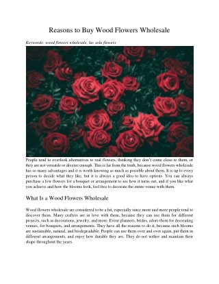 Reasons to Buy Wood Flowers Wholesale
