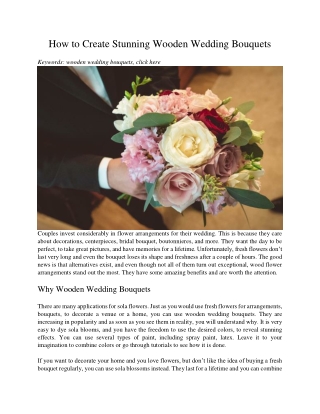 How to Create Stunning Wooden Wedding Bouquets