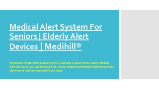 Medical Alert System For Seniors | Elderly Alert Devices | Medihill