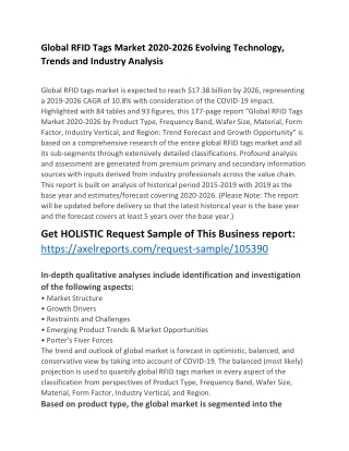 Global RFID Tags Market 2020-2026 Evolving Technology, Trends and Industry Analysis