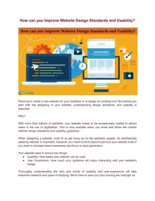 How can you Improve Website Design Standards and Usability?