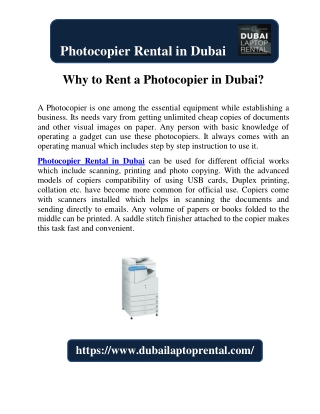 Why to Rent a Photocopier in Dubai?