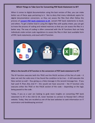 Which Things to Take Care for Converting PDF Bank Statement to IIF?