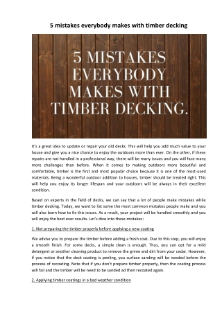 5 mistakes everybody makes with timber decking