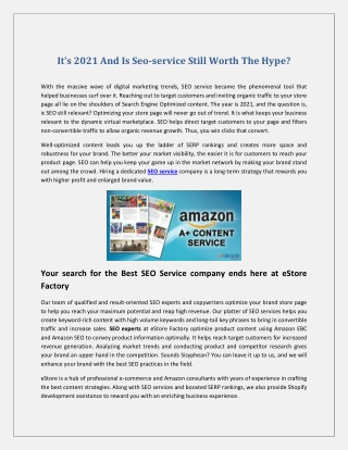 It’s 2021 And Is Seo-service Still Worth The Hype?