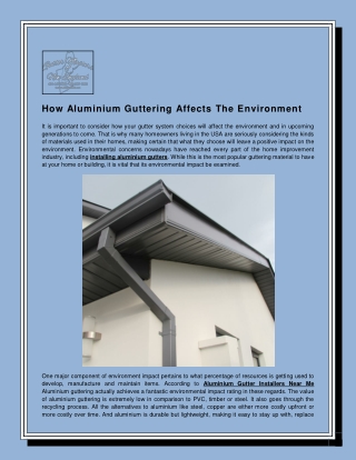 How Aluminium Guttering Affects The Environment