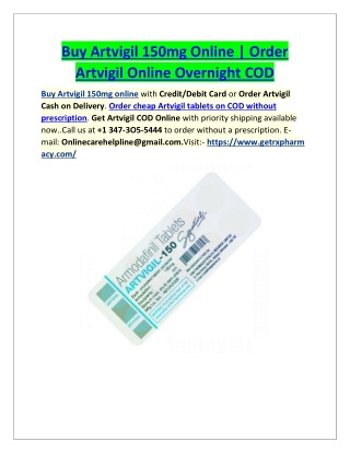 Buy Cheap Artvigill 150mg Online Overnight Cash on Delivery or Without Prescription