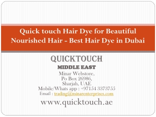 Quick Touch Hair Dye for Beautiful Nourished Hair - Best Hair Dye in Dubai