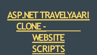 ASP.NET TRAVELYAARI CLONE - WEBSITE SCRIPTS