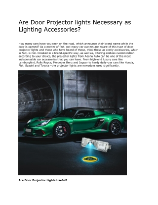 Are Door Projector lights Necessary as Lighting Accessories?