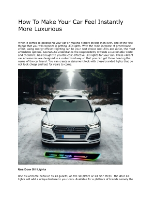 How To Make Your Car Feel Instantly More Luxurious