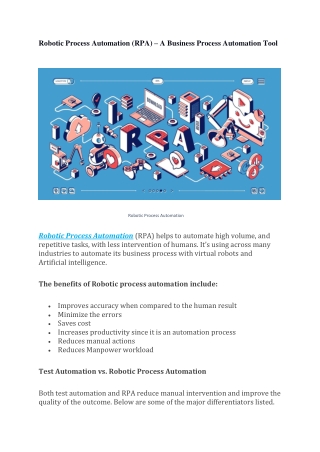 Robotic Process Automation (RPA) – A Business Process Automation Tool