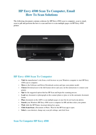 HP Envy 4500 scan to computer, email | scan multiple pages
