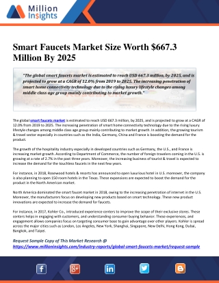 Smart Faucets Market Size Worth $667.3 Million By 2025