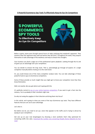 5 Powerful Ecommerce Spy Tools To Effectively Keep An Eye On Competitors