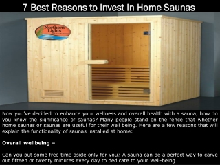 7 Best Reasons to Invest In Home Saunas