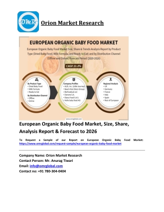 European Organic Baby Food Market Trends, Size, Competitive Analysis and Forecast 2020-2026