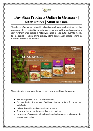 Buy Shan Products Online in Germany | Shan Spices & Masala