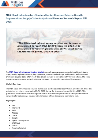 MEA Cloud Infrastructure Services Market