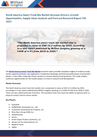 North America Smart Trash Bin Market