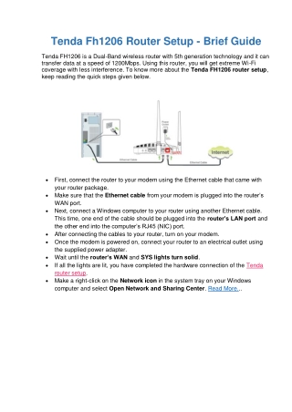 Quick Steps: Tenda Fh1206 Router Setup | Router Support