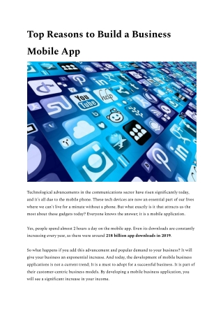 TOP REASONS TO BUILD A BUSINESS MOBILE APP