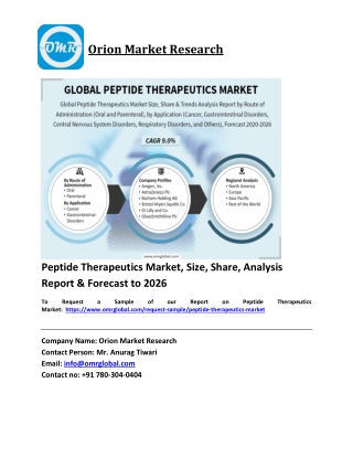 Peptide Therapeutics Market Trends, Size, Competitive Analysis and Forecast 2020-2026