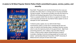 A salute to 50 Most Popular District Police Chiefs committed to peace, service, justice, and security
