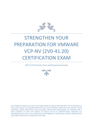 Strengthen Your Preparation for VMware VCP-NV (2V0-41.20) Certification Exam