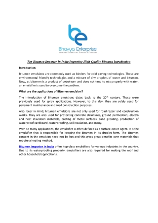 Top Bitumen Importer In India Importing High-Quality Bitumen