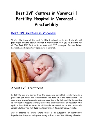 Best IVF Centres in Varanasi | Fertility Hospital in Varanasi - Vinsfertility