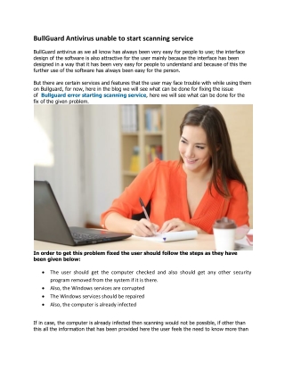 BullGuard Antivirus unable to start scanning service