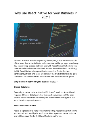 Why use React native for your Business in 2021?