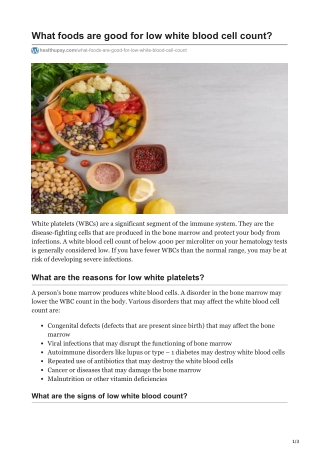 What foods are good for low white blood cell count?