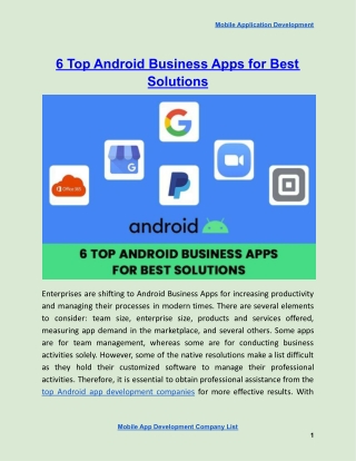 6 Top Android Business Apps for Best Solutions