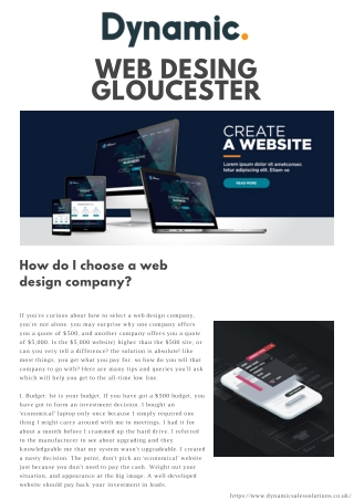 Web Design Gloucester | Dynamic 2021