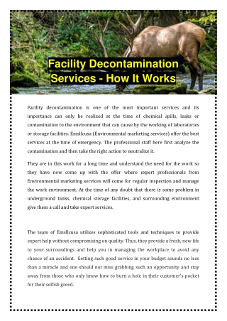 Facility Decontamination Services - How It Works