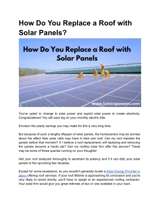 How Do You Replace a Roof with Solar Panels?
