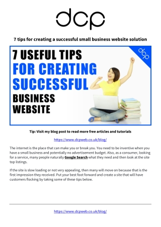 7 tips for creating a successful small business website solution