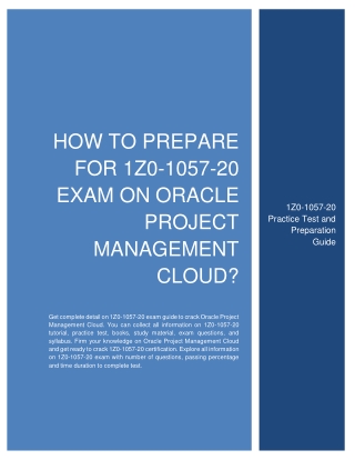 How to prepare for 1Z0-1057-20 Exam on Oracle Project Management Cloud?