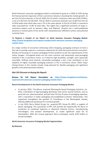 North American Consumer Packaging Market  Trends, Size, Competitive Analysis and Forecast - 2020-2026