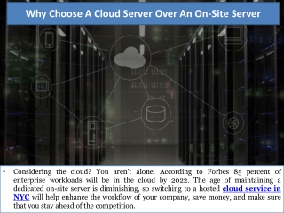 Why Choose A Cloud Server Over An On-Site Server